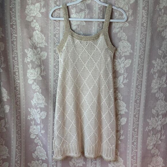 Venus Women's Cream and Gold Knit Dress - Picture 2 of 8